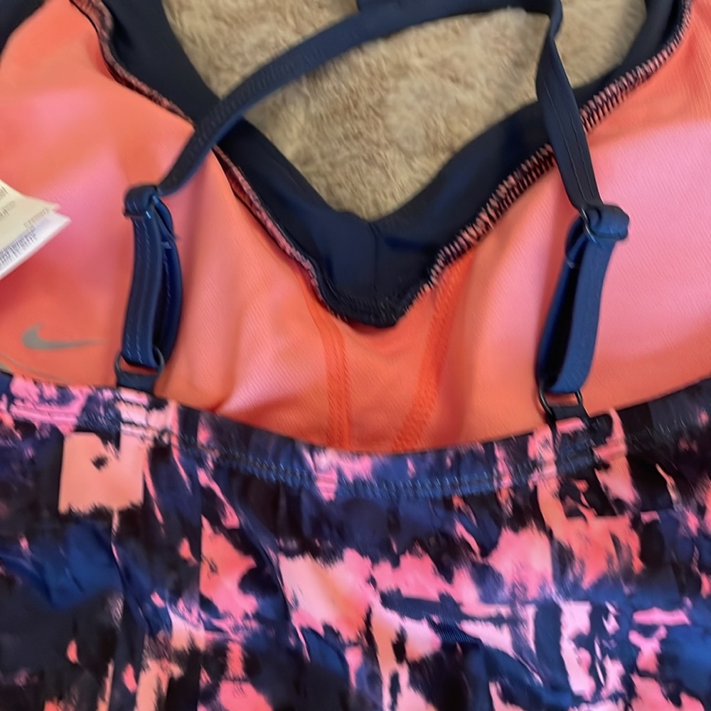 Nike V-Neck Cross Back Swim Tankini Top Blue Pint Print Small NEW - Picture 5 of 7